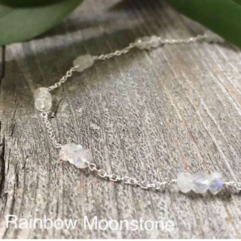 Handmade Moonstone Silver Choker Necklace